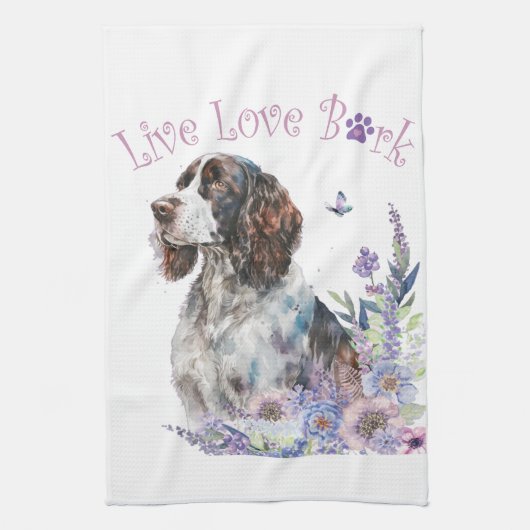 Springer Spaniel Hond Mom Floral Theedoek (Verticaal)