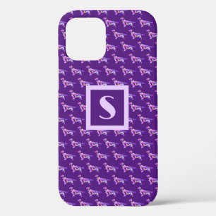 Springer Spaniel Hond Paarse Silhouet Monogram Case-Mate iPhone Case