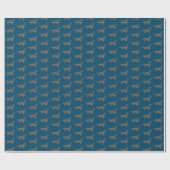 Springer Spaniel Hond Silhouet Y&B Raster Blauw Cadeaupapier (Vlak)