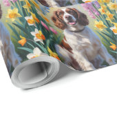 Springer Spaniel Hond Spring Bloemen Schilderen Cadeaupapier (Rol Hoek)