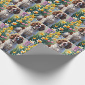 Springer Spaniel Hond Spring Bloemen Schilderen Cadeaupapier (Hoek)