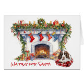 Springer Spaniel Hond Wacht op Santa Open haard (Voorkant Horizontaal)