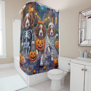 Springer Spaniel Honden In Halloween Kostuums Douchegordijn