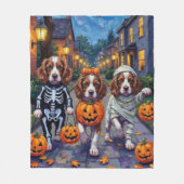 Springer Spaniel Honden In Halloween Kostuums Fleece Deken (Voorkant)