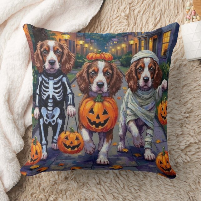 Springer Spaniel Honden In Halloween Kostuums Kussen (Deken)