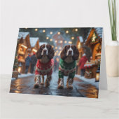 Springer Spaniel Honden Kerstmis Sneeuw Vakantie Kaart (Voorkant)