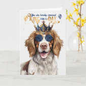 Springer Spaniel Hondenkoning voor Dag Grappige Ve Kaart (Gele Bloem)