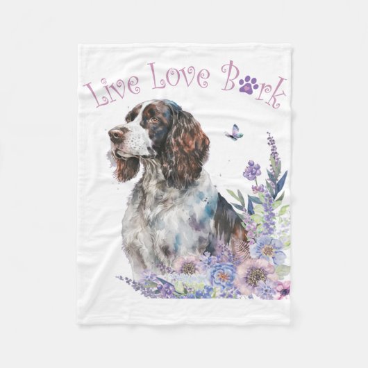 Springer Spaniel Hondenmoeder Bloemen Fleece Deken (Voorkant)