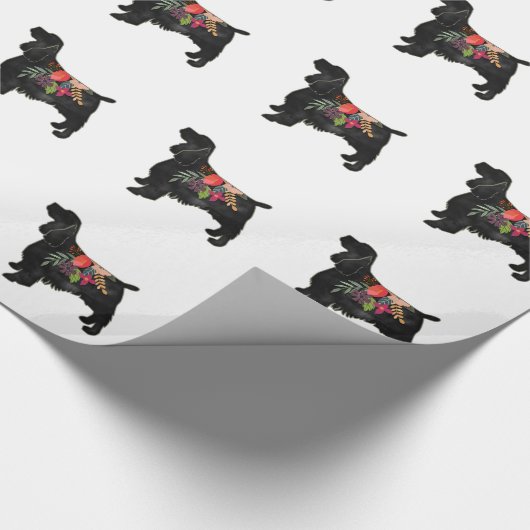Springer Spaniel Hondenras Bohemian Floral Cadeaupapier (Hoek)