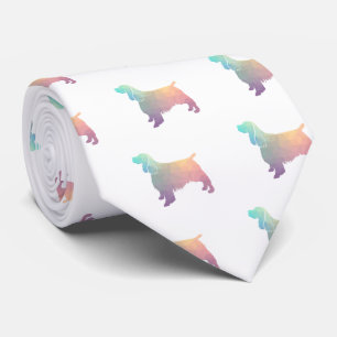 Springer Spaniel Hondenras Geo Silhouette Pastel Stropdas