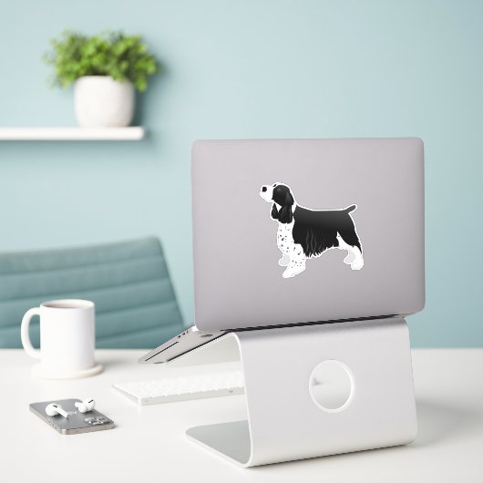 Springer Spaniel Hondenras Side Uitzicht Silhouett Sticker (Laptop op bureau)