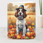 Springer Spaniel in de herfst verlaat Thanksgiving Kaart (Voorkant)