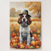 Springer Spaniel in de herfst verlaat Thanksgiving Legpuzzel (Verticaal)