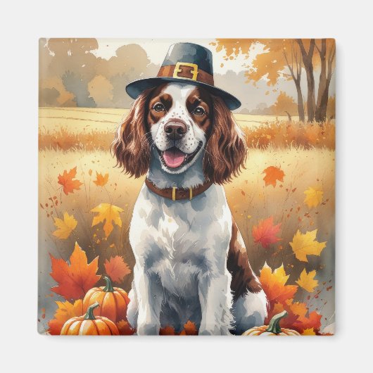 Springer Spaniel in de herfst verlaat Thanksgiving Magneet (Voorkant)
