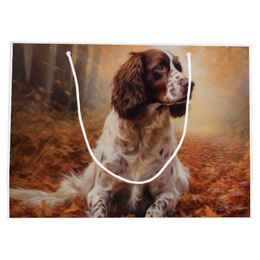 Springer Spaniël in Herfstbladeren Herfst Inspire Groot Cadeauzakje (Achterkant)