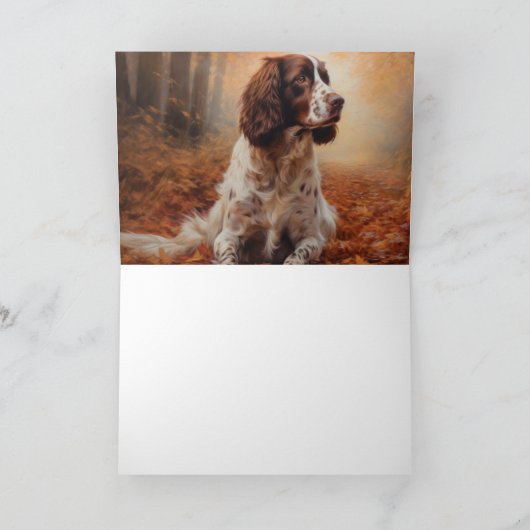 Springer Spaniël in Herfstbladeren Herfst Inspire Kaart (Binnen)