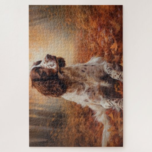 Springer Spaniël in Herfstbladeren Herfst Inspire Legpuzzel (Verticaal)