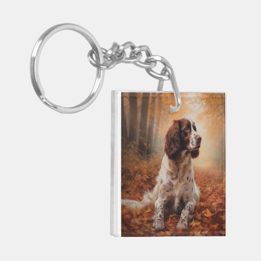 Springer Spaniël in Herfstbladeren Herfst Inspire Sleutelhanger (Voorkant Links)