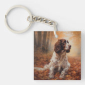 Springer Spaniël in Herfstbladeren Herfst Inspire Sleutelhanger (Voorkant)