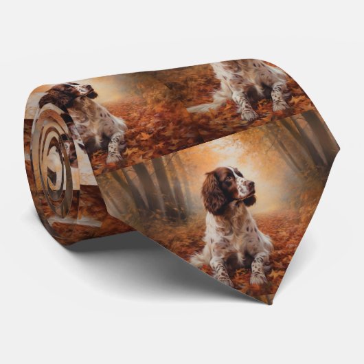 Springer Spaniël in Herfstbladeren Herfst Inspire Stropdas (Opgerold)