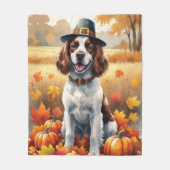 Springer Spaniel in herfstbladeren Thanksgiving Ku Fleece Deken (Voorkant)