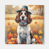 Springer Spaniel in herfstbladeren Thanksgiving Ku Magneet (Voorkant)