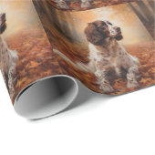 Springer Spaniel in herfstbladeren val inspireert Cadeaupapier (Rol Hoek)