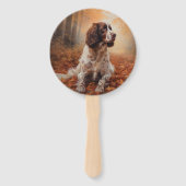 Springer Spaniel in herfstbladeren val inspireert Handwaaier (Achterkant)