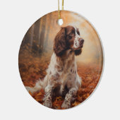 Springer Spaniel in herfstbladeren val inspireert Keramisch Ornament (Links)