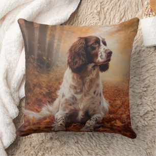 Springer Spaniel in herfstbladeren val inspireert Kussen