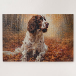 Springer Spaniel in herfstbladeren val inspireert Legpuzzel