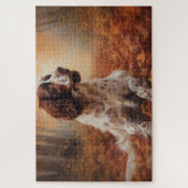 Springer Spaniel in herfstbladeren val inspireert Legpuzzel (Verticaal)