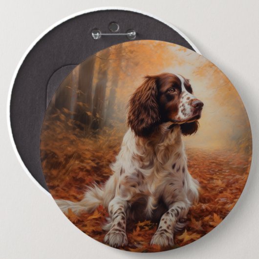 Springer Spaniel in herfstbladeren val inspireert Ronde Button 6,0 Cm (Voorkant /achterkant)