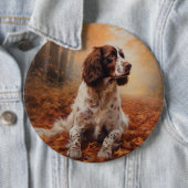 Springer Spaniel in herfstbladeren val inspireert Ronde Button 6,0 Cm (In situ)