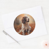 Springer Spaniel in herfstbladeren val inspireert Ronde Sticker (Envelop)