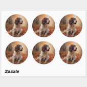Springer Spaniel in herfstbladeren val inspireert Ronde Sticker (Vel)