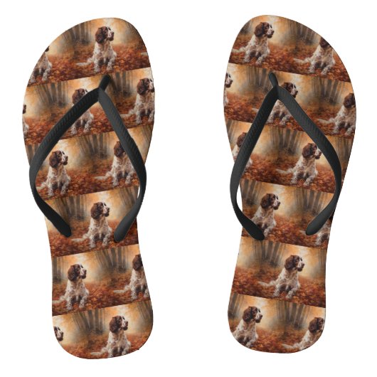 Springer Spaniel in herfstbladeren val inspireert Teenslippers (Voetbed)