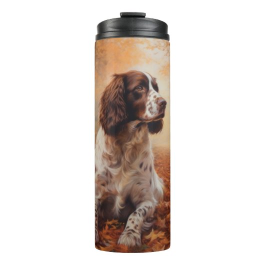 Springer Spaniel in herfstbladeren val inspireert Thermosbeker (Voorkant)