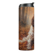 Springer Spaniel in herfstbladeren val inspireert Thermosbeker (Gedraaid links)