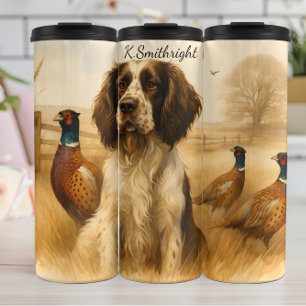 Springer Spaniel Jachthond met fazanten Thermosbeker