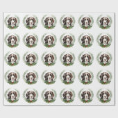 Springer spaniel kerst krans feestelijke pup cadeaupapier (Vlak)