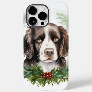 Springer spaniel kerst krans feestelijke pup Case-Mate iPhone 14 pro max hoesje