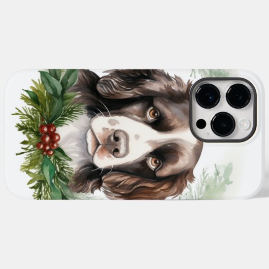 Springer spaniel kerst krans feestelijke pup Case-Mate iPhone case (Achterkant (horizontaal))