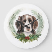 Springer spaniel kerst krans feestelijke pup grote klok (Voorkant)