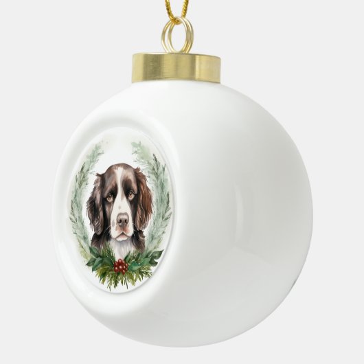 Springer spaniel kerst krans feestelijke pup keramische bal ornament (Rechts)