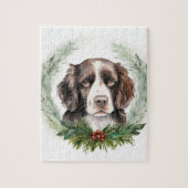 Springer spaniel kerst krans feestelijke pup legpuzzel (Verticaal)