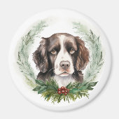 Springer spaniel kerst krans feestelijke pup magneet (Voorkant)