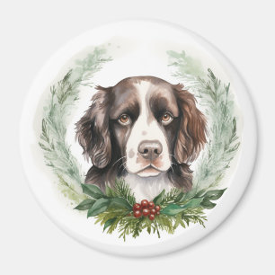 Springer spaniel kerst krans feestelijke pup magneet