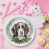 Springer spaniel kerst krans feestelijke pup papieren bordje (Feest)