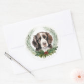 Springer spaniel kerst krans feestelijke pup ronde sticker (Envelop)
